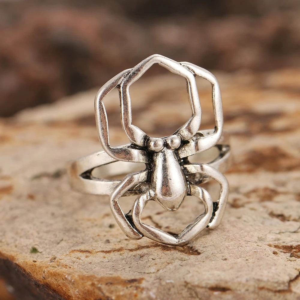 Bague vintage gothique en forme de tête de mort et d'ange pour femme, style hip-hop, couleur argent, papillon, cœur, tendance 2021