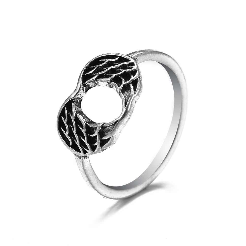 Bague vintage gothique en forme de tête de mort et d'ange pour femme, style hip-hop, couleur argent, papillon, cœur, tendance 2021