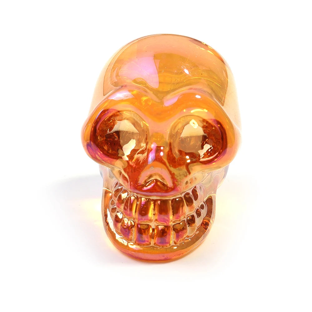 Mini statues de tête de mort en cristal de 2,5 cm, figurines de crâne transparentes en verre galvanisé coloré, accessoires de photographie, décoration, 1 pièce - VALDIS™