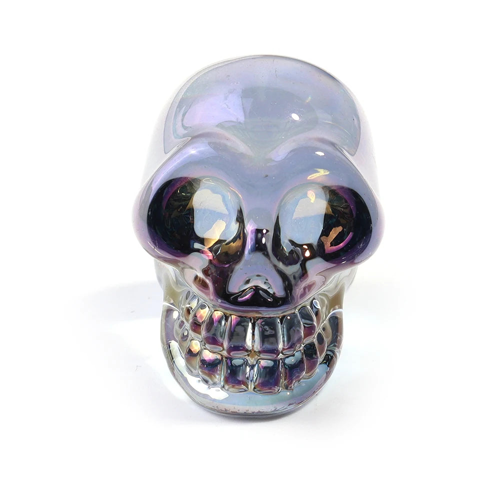 Mini statues de tête de mort en cristal de 2,5 cm, figurines de crâne transparentes en verre galvanisé coloré, accessoires de photographie, décoration, 1 pièce - VALDIS™