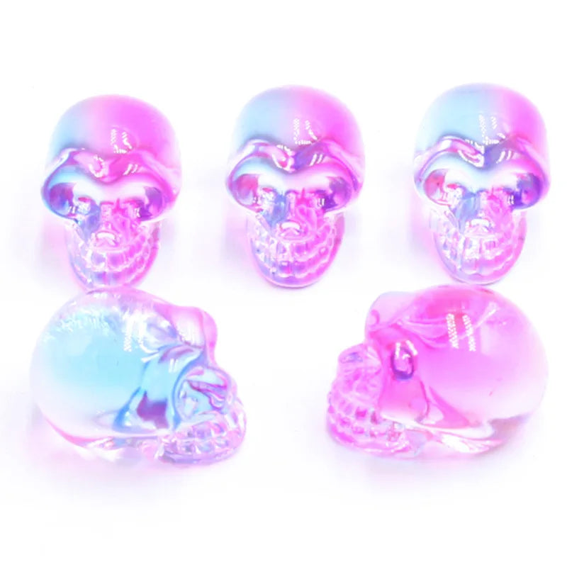 Mini statues de tête de mort en cristal de 2,5 cm, figurines de crâne transparentes en verre K9 galvanisé, accessoires de photographie colorés, décoration, 1 pièce - VALDIS™