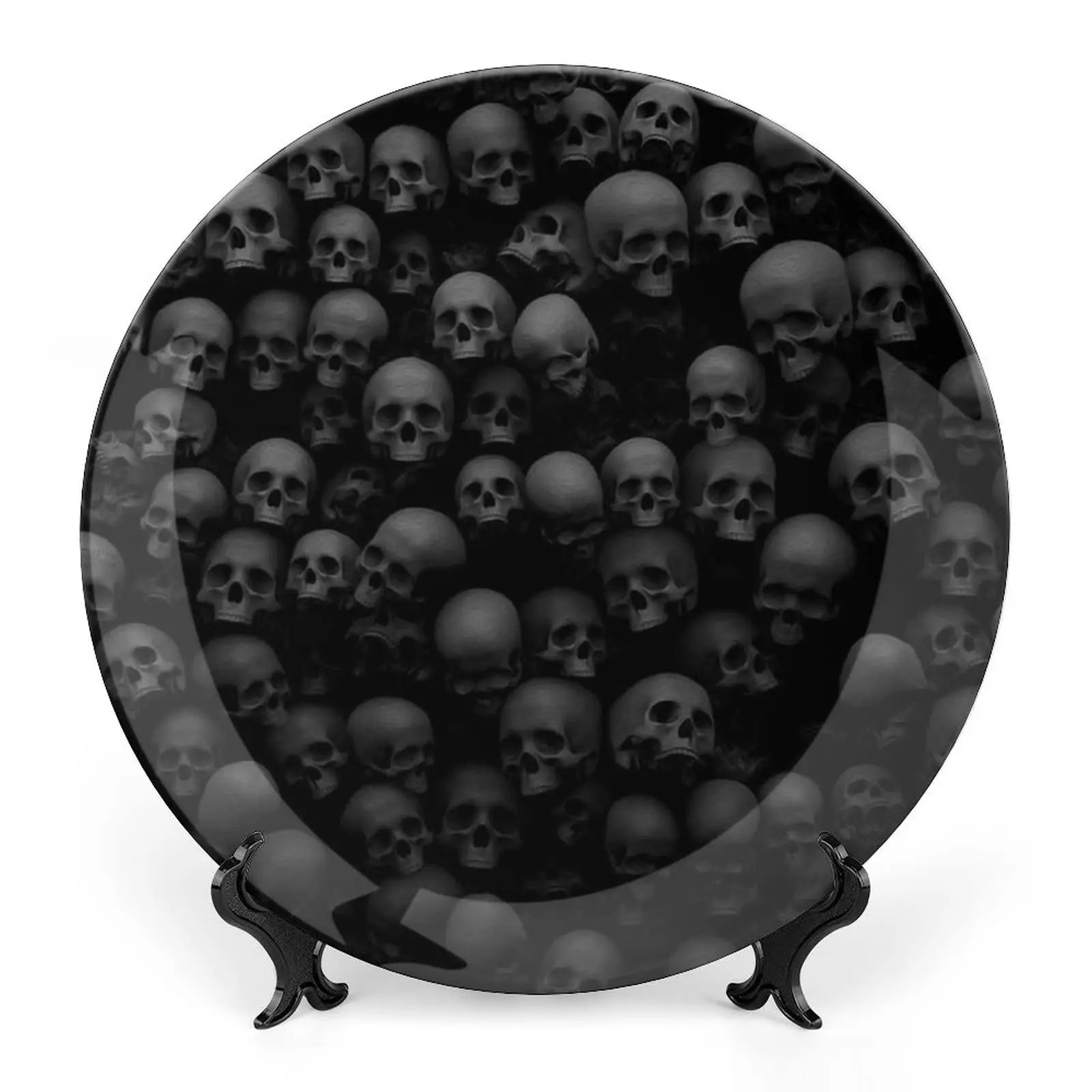 Assiette motif Crâne en céramique en grès, décoration traditionnelle d'Halloween avec imprimé de roses du sucre des morts, accessoire de décoration pour salle à manger - VALDIS™