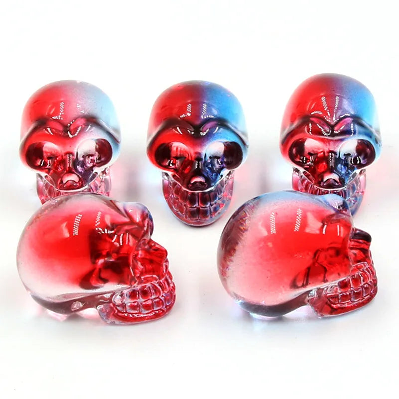 Mini statues de tête de mort en cristal de 2,5 cm, figurines de crâne transparentes en verre K9 galvanisé, accessoires de photographie colorés, décoration, 1 pièce - VALDIS™