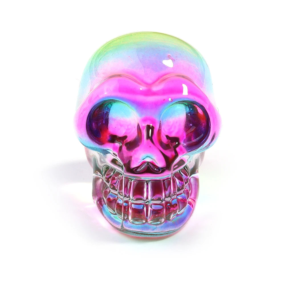Mini statues de tête de mort en cristal de 2,5 cm, figurines de crâne transparentes en verre galvanisé coloré, accessoires de photographie, décoration, 1 pièce - VALDIS™