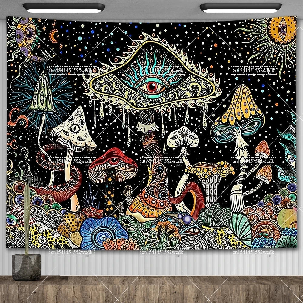 Tapisserie murale motif crâne mandala pour chambre à coucher, style gothique noir et blanc, motif squelette, toile de fond esthétique, décoration de chambre - VALDIS™