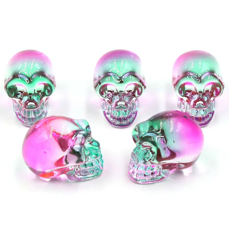 Mini statues de tête de mort en cristal de 2,5 cm, figurines de crâne transparentes en verre K9 galvanisé, accessoires de photographie colorés, décoration, 1 pièce - VALDIS™