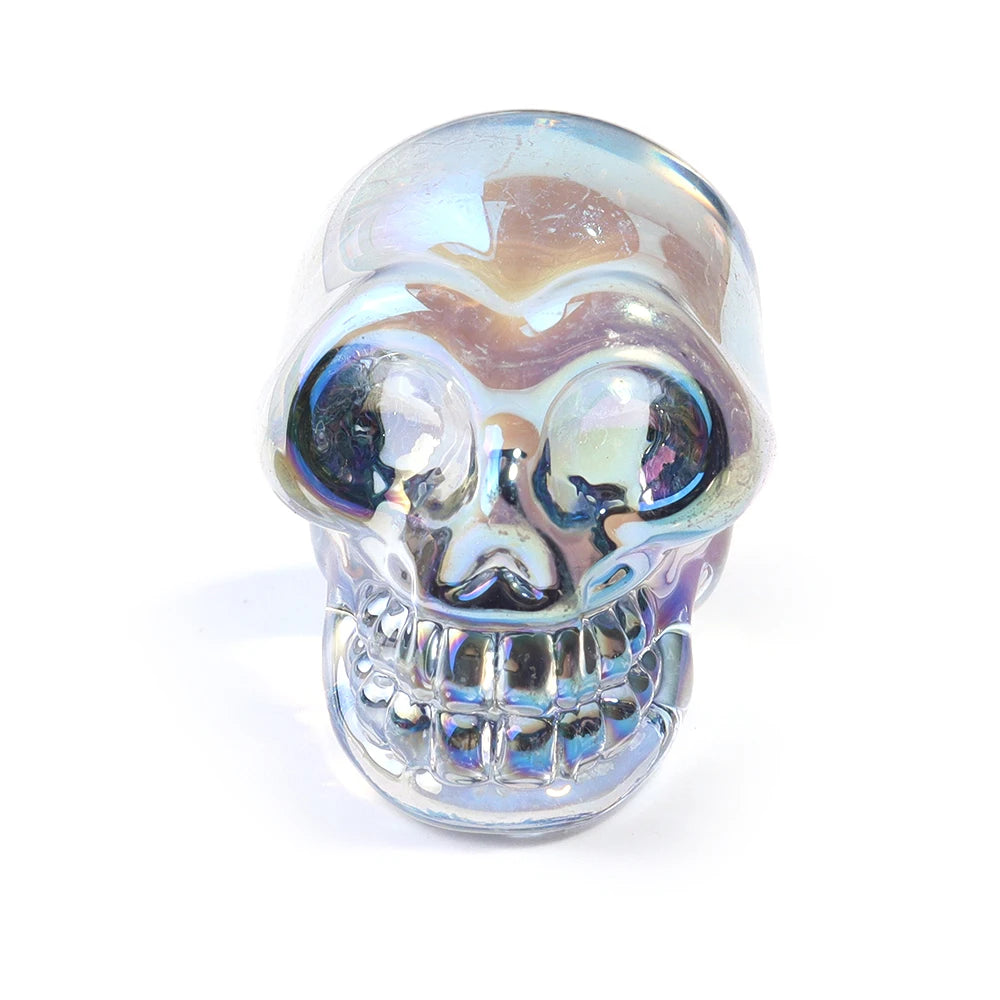 Mini statues de tête de mort en cristal de 2,5 cm, figurines de crâne transparentes en verre galvanisé coloré, accessoires de photographie, décoration, 1 pièce - VALDIS™