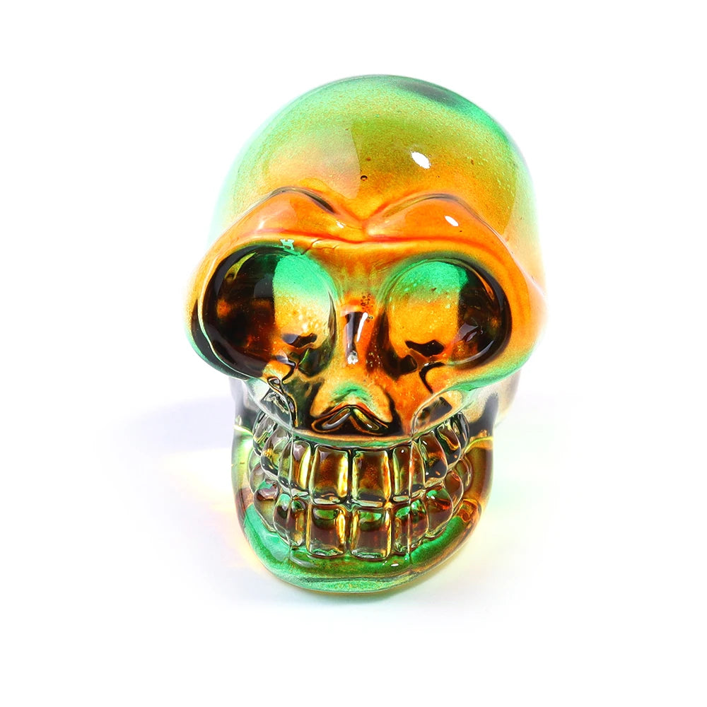 Mini statues de tête de mort en cristal de 2,5 cm, figurines de crâne transparentes en verre galvanisé coloré, accessoires de photographie, décoration, 1 pièce - VALDIS™