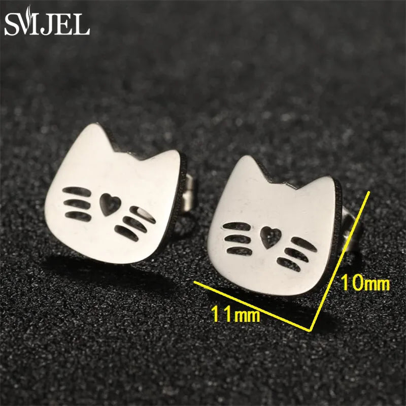 Boucles d'oreilles en acier inoxydable doré pour femmes, minimalistes, motif feuille, papillon, abeille, bijoux tendance motif crâne et chat, cœur, musique, clous d'oreilles - VALDIS™