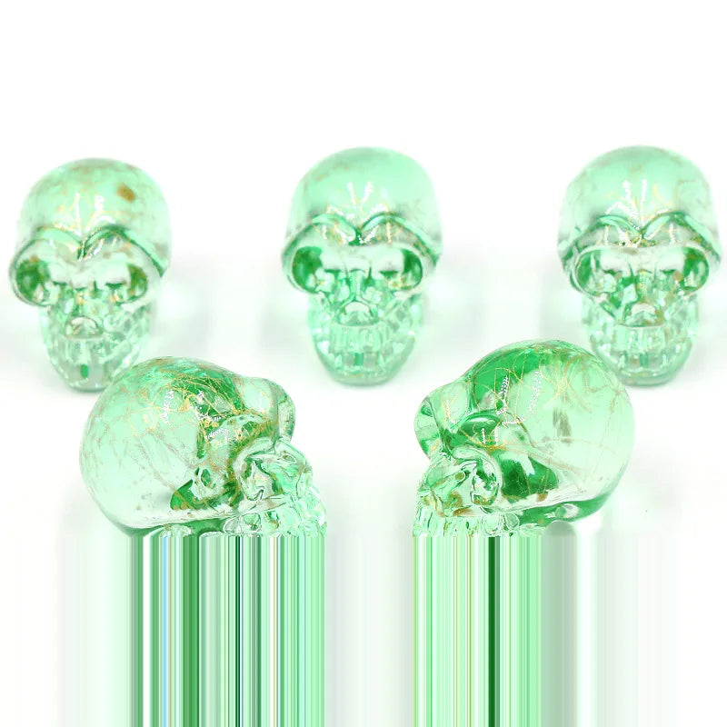 Mini statues de tête de mort en cristal de 2,5 cm, figurines de crâne transparentes en verre K9 galvanisé, accessoires de photographie colorés, décoration, 1 pièce - VALDIS™
