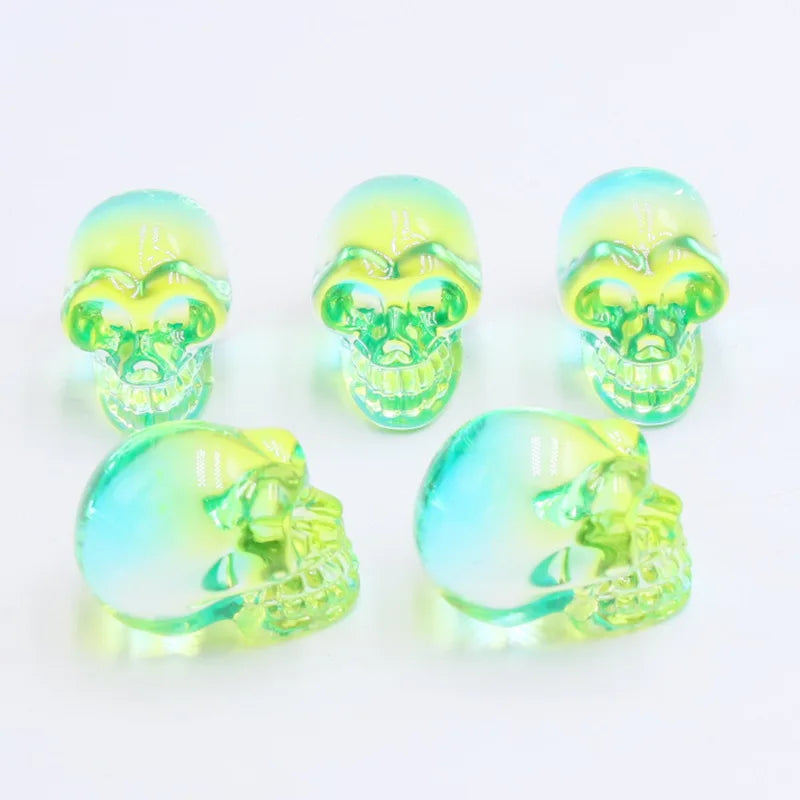 Mini statues de tête de mort en cristal de 2,5 cm, figurines de crâne transparentes en verre K9 galvanisé, accessoires de photographie colorés, décoration, 1 pièce - VALDIS™