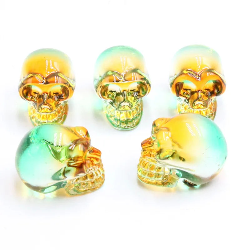 Mini statues de tête de mort en cristal de 2,5 cm, figurines de crâne transparentes en verre K9 galvanisé, accessoires de photographie colorés, décoration, 1 pièce - VALDIS™