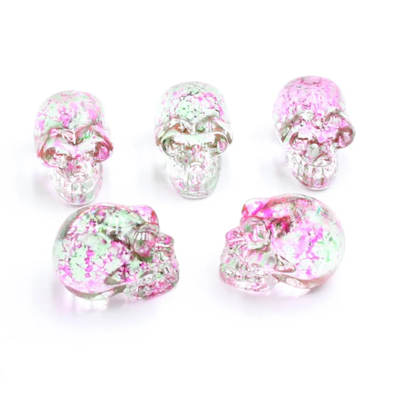 Mini statues de tête de mort en cristal de 2,5 cm, figurines de crâne transparentes en verre K9 galvanisé, accessoires de photographie colorés, décoration, 1 pièce - VALDIS™