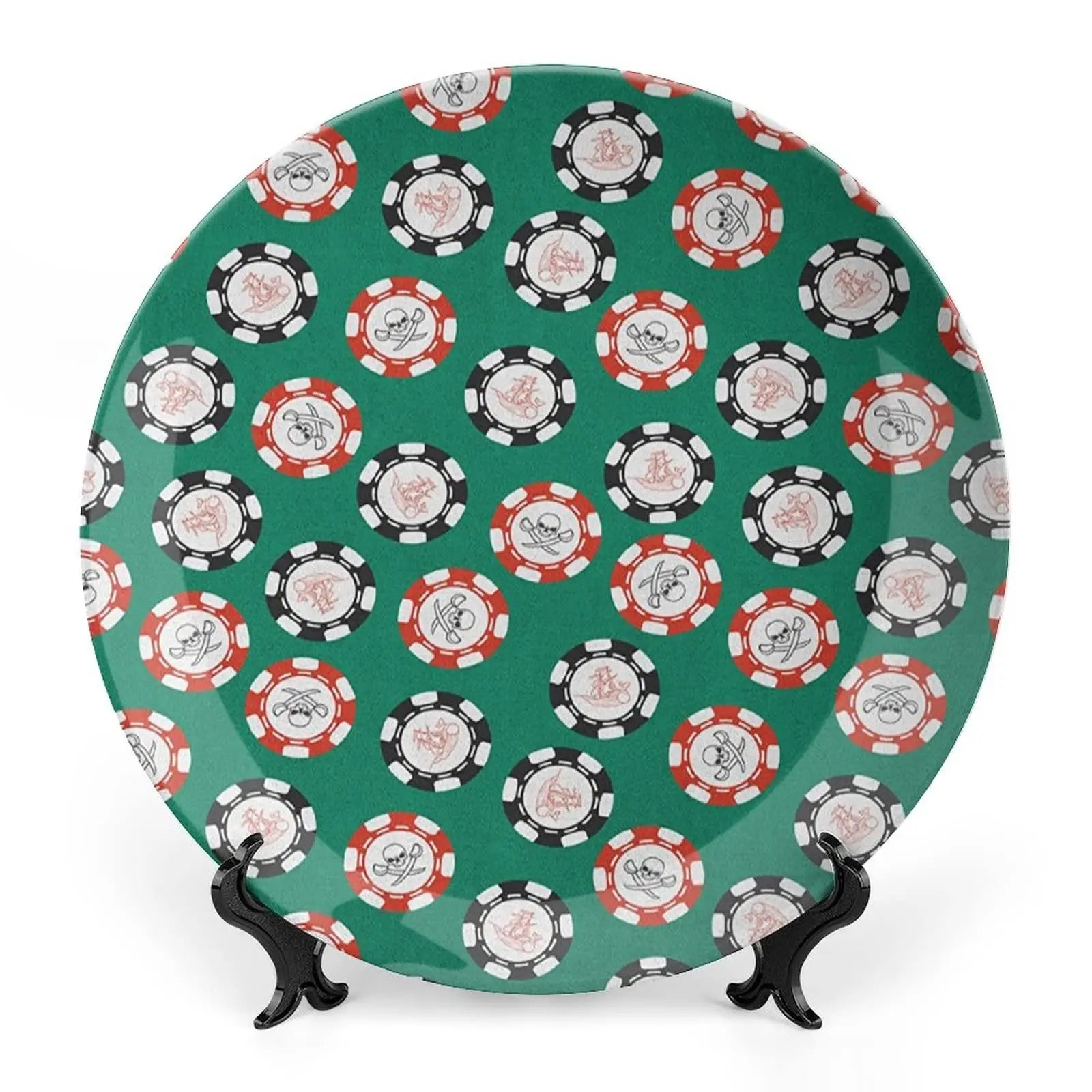 Assiette motif Crâne en céramique en grès, décoration traditionnelle d'Halloween avec imprimé de roses du sucre des morts, accessoire de décoration pour salle à manger - VALDIS™