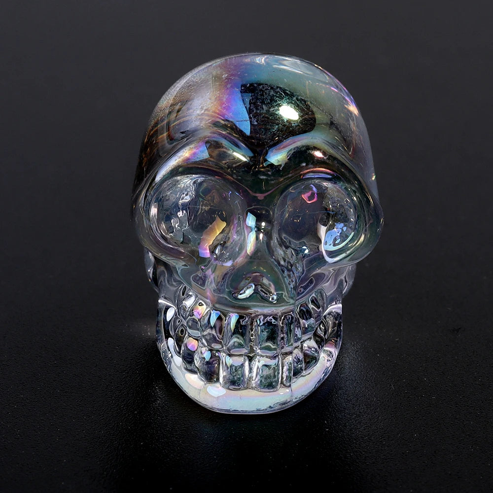 Mini statues de tête de mort en cristal de 2,5 cm, figurines de crâne transparentes en verre galvanisé coloré, accessoires de photographie, décoration, 1 pièce - VALDIS™