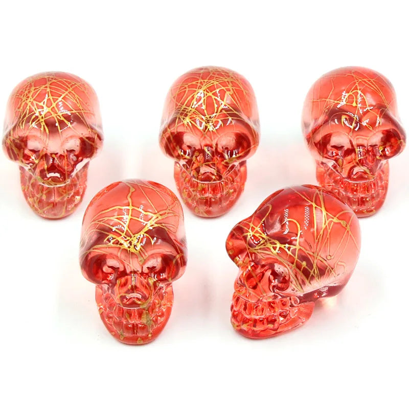 Mini statues de tête de mort en cristal de 2,5 cm, figurines de crâne transparentes en verre K9 galvanisé, accessoires de photographie colorés, décoration, 1 pièce - VALDIS™