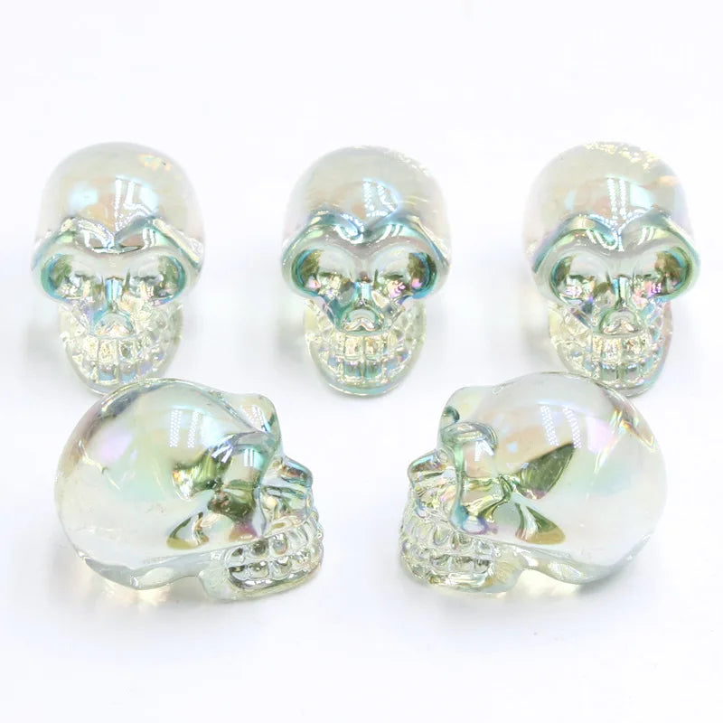 Mini statues de tête de mort en cristal de 2,5 cm, figurines de crâne transparentes en verre K9 galvanisé, accessoires de photographie colorés, décoration, 1 pièce - VALDIS™