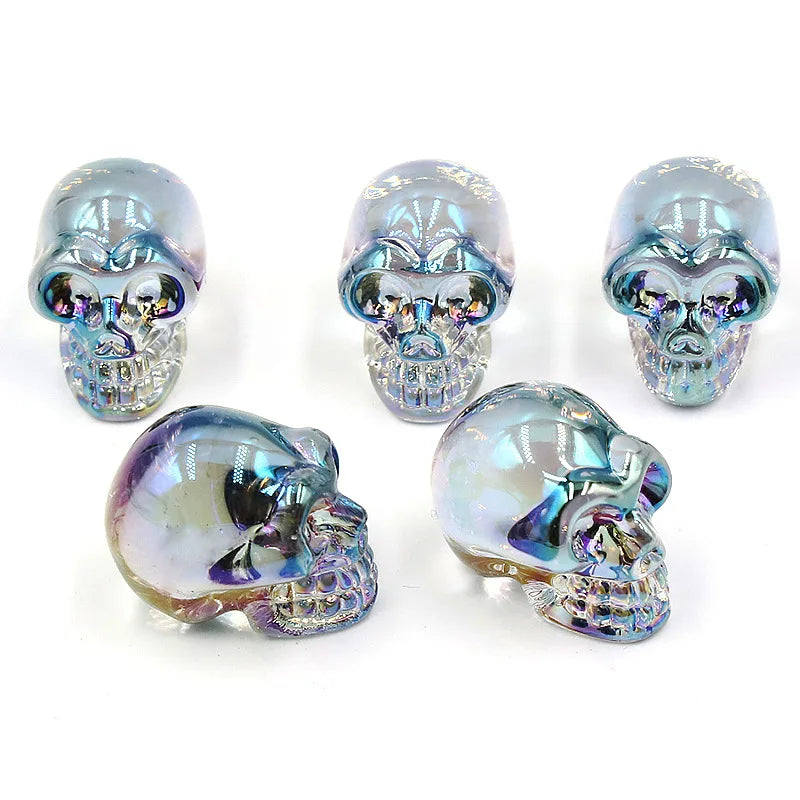 Mini statues de tête de mort en cristal de 2,5 cm, figurines de crâne transparentes en verre K9 galvanisé, accessoires de photographie colorés, décoration, 1 pièce - VALDIS™