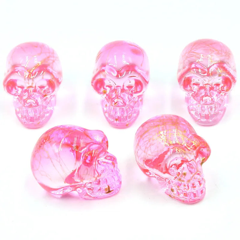 Mini statues de tête de mort en cristal de 2,5 cm, figurines de crâne transparentes en verre K9 galvanisé, accessoires de photographie colorés, décoration, 1 pièce - VALDIS™