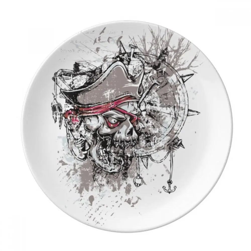 Assiette motif Crâne en céramique en grès, décoration traditionnelle d'Halloween avec imprimé de roses du sucre des morts, accessoire de décoration pour salle à manger - VALDIS™