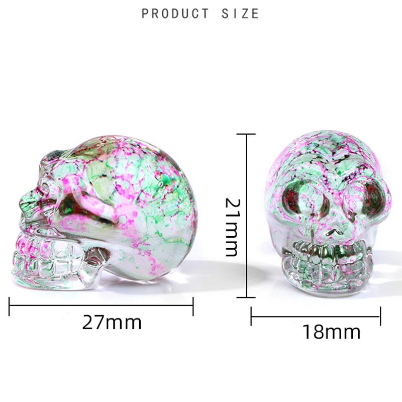 Mini statues de tête de mort en cristal de 2,5 cm, figurines de crâne transparentes en verre K9 galvanisé, accessoires de photographie colorés, décoration, 1 pièce - VALDIS™