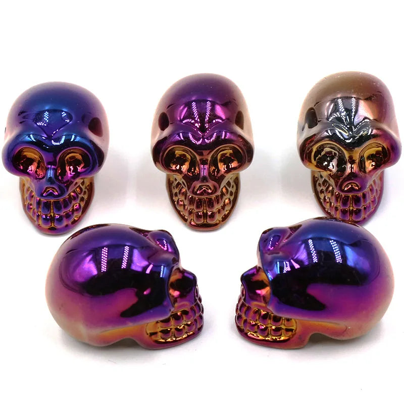 Mini statues de tête de mort en cristal de 2,5 cm, figurines de crâne transparentes en verre K9 galvanisé, accessoires de photographie colorés, décoration, 1 pièce - VALDIS™