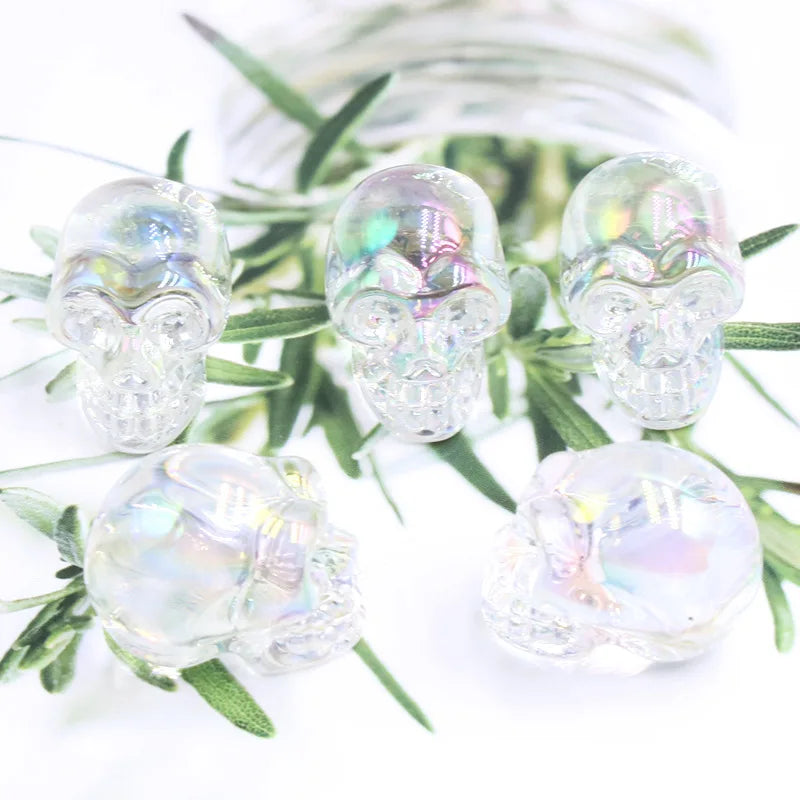 Mini statues de tête de mort en cristal de 2,5 cm, figurines de crâne transparentes en verre K9 galvanisé, accessoires de photographie colorés, décoration, 1 pièce - VALDIS™