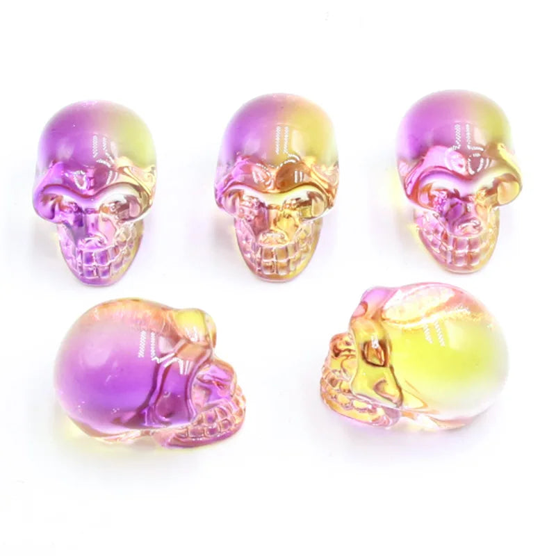 Mini statues de tête de mort en cristal de 2,5 cm, figurines de crâne transparentes en verre K9 galvanisé, accessoires de photographie colorés, décoration, 1 pièce - VALDIS™