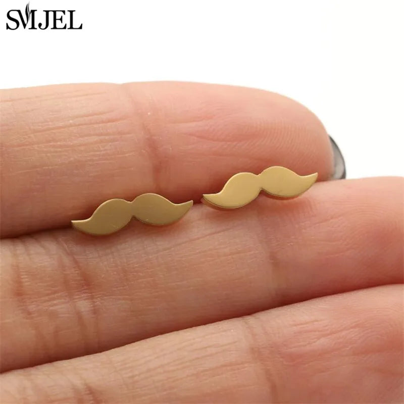 Boucles d'oreilles en acier inoxydable doré pour femmes, minimalistes, motif feuille, papillon, abeille, bijoux tendance motif crâne et chat, cœur, musique, clous d'oreilles - VALDIS™