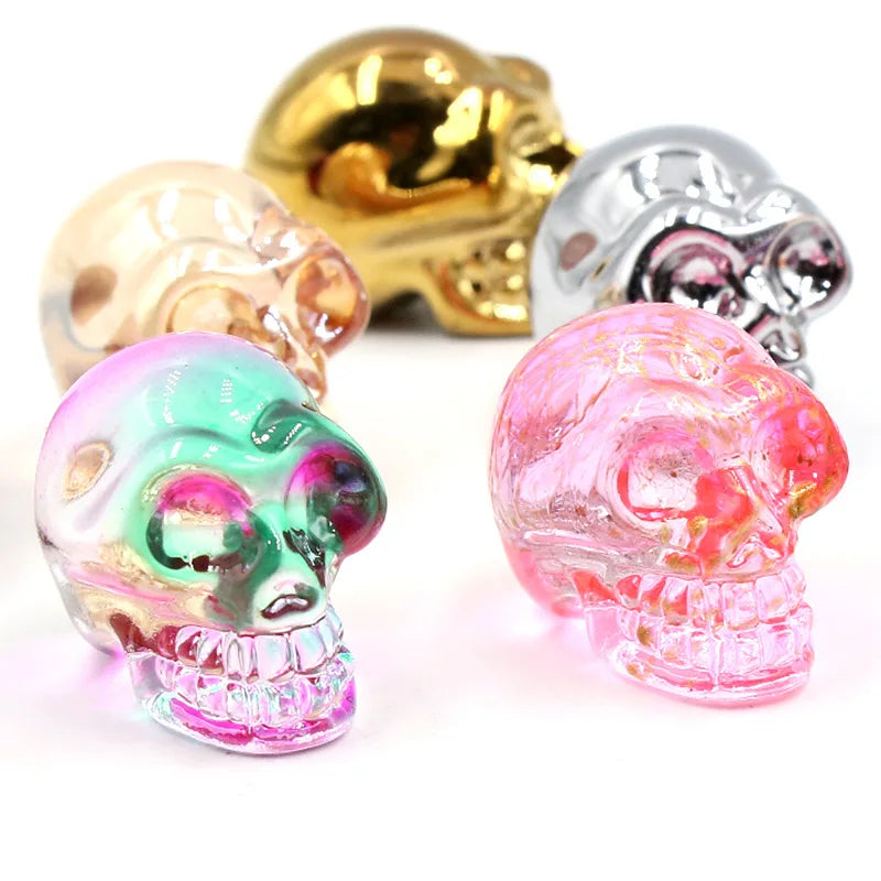 Mini statues de tête de mort en cristal de 2,5 cm, figurines de crâne transparentes en verre K9 galvanisé, accessoires de photographie colorés, décoration, 1 pièce - VALDIS™
