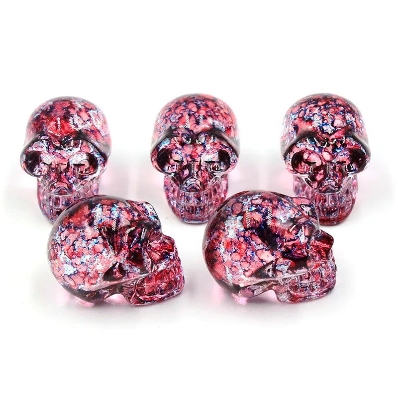 Mini statues de tête de mort en cristal de 2,5 cm, figurines de crâne transparentes en verre K9 galvanisé, accessoires de photographie colorés, décoration, 1 pièce - VALDIS™