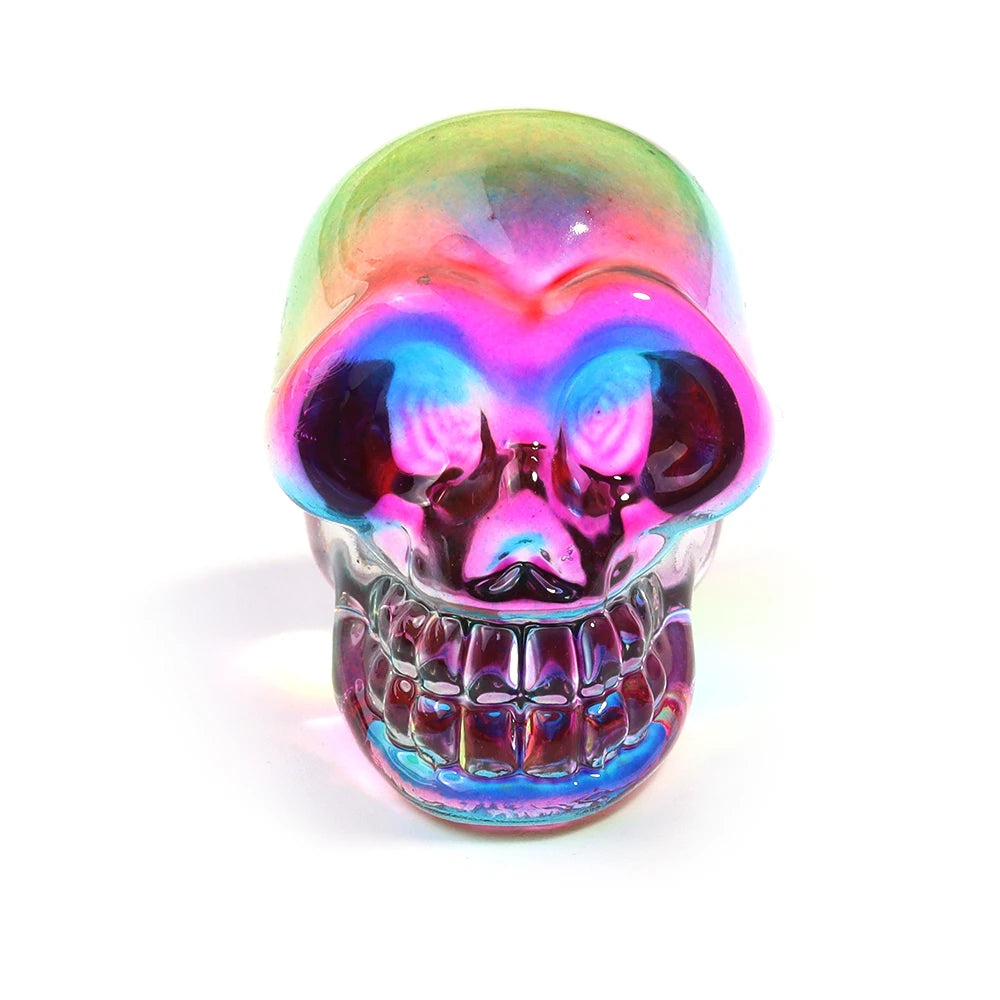 Mini statues de tête de mort en cristal de 2,5 cm, figurines de crâne transparentes en verre galvanisé coloré, accessoires de photographie, décoration, 1 pièce - VALDIS™