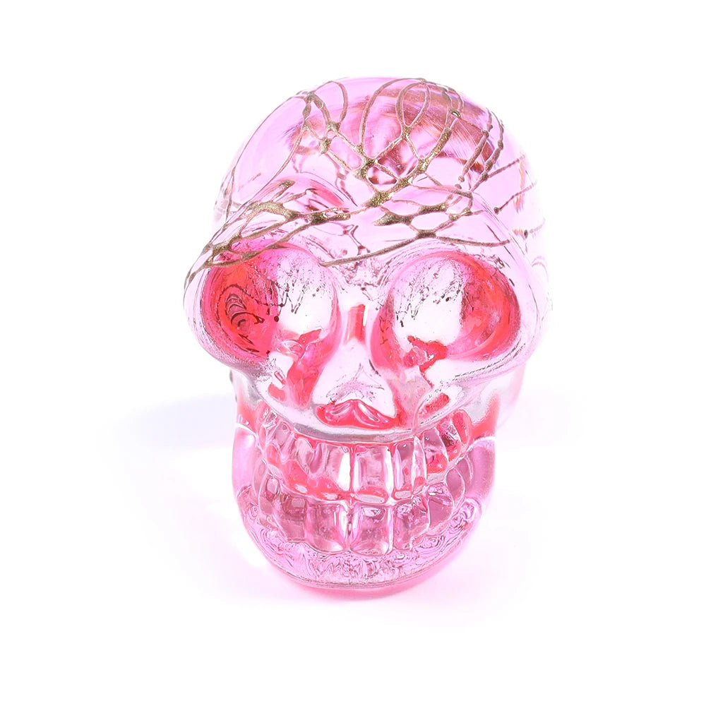 Mini statues de tête de mort en cristal de 2,5 cm, figurines de crâne transparentes en verre galvanisé coloré, accessoires de photographie, décoration, 1 pièce - VALDIS™
