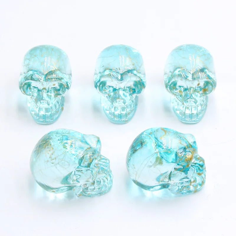 Mini statues de tête de mort en cristal de 2,5 cm, figurines de crâne transparentes en verre K9 galvanisé, accessoires de photographie colorés, décoration, 1 pièce - VALDIS™