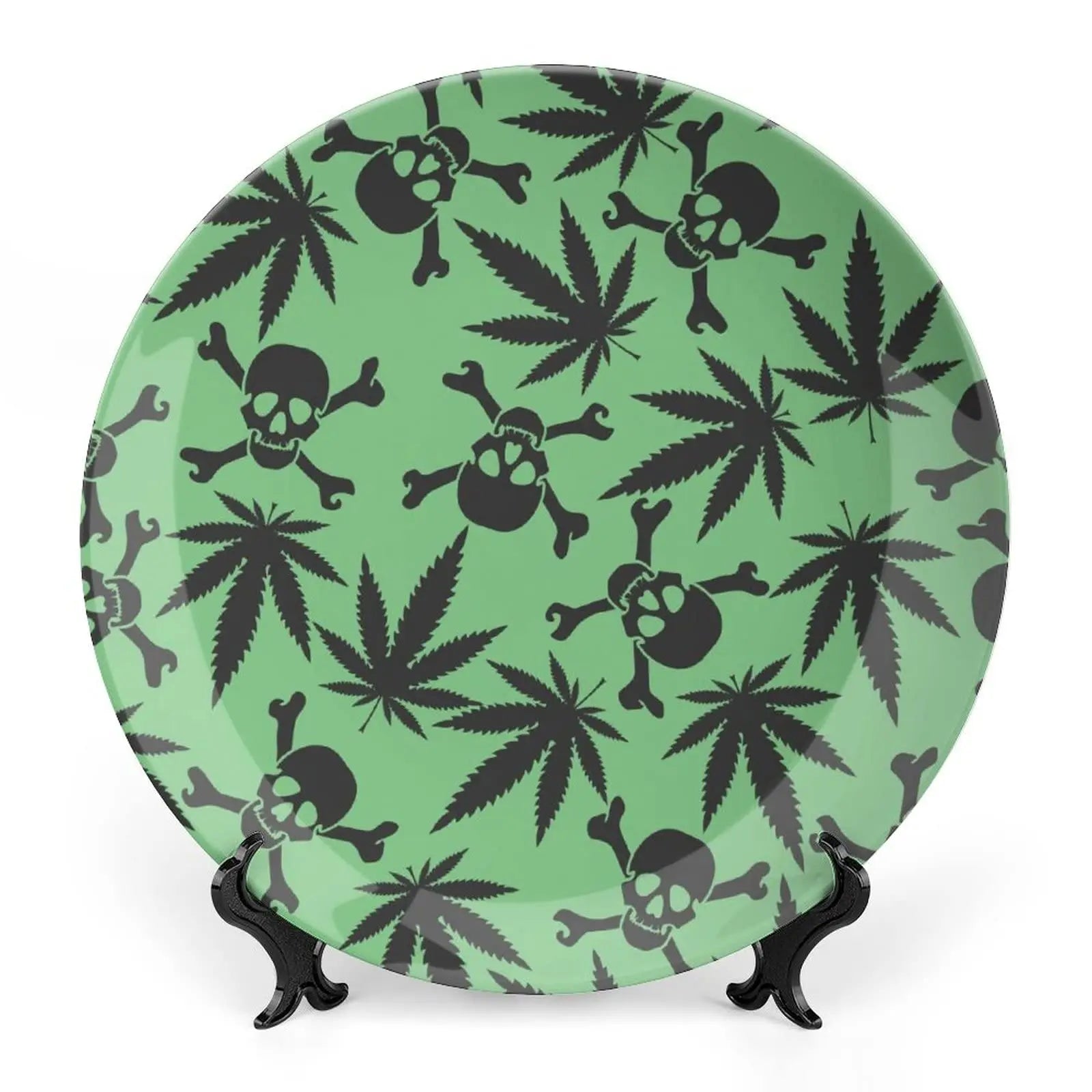 Assiette motif Crâne en céramique en grès, décoration traditionnelle d'Halloween avec imprimé de roses du sucre des morts, accessoire de décoration pour salle à manger - VALDIS™