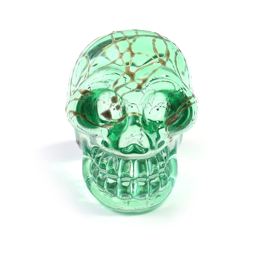 Mini statues de tête de mort en cristal de 2,5 cm, figurines de crâne transparentes en verre galvanisé coloré, accessoires de photographie, décoration, 1 pièce - VALDIS™