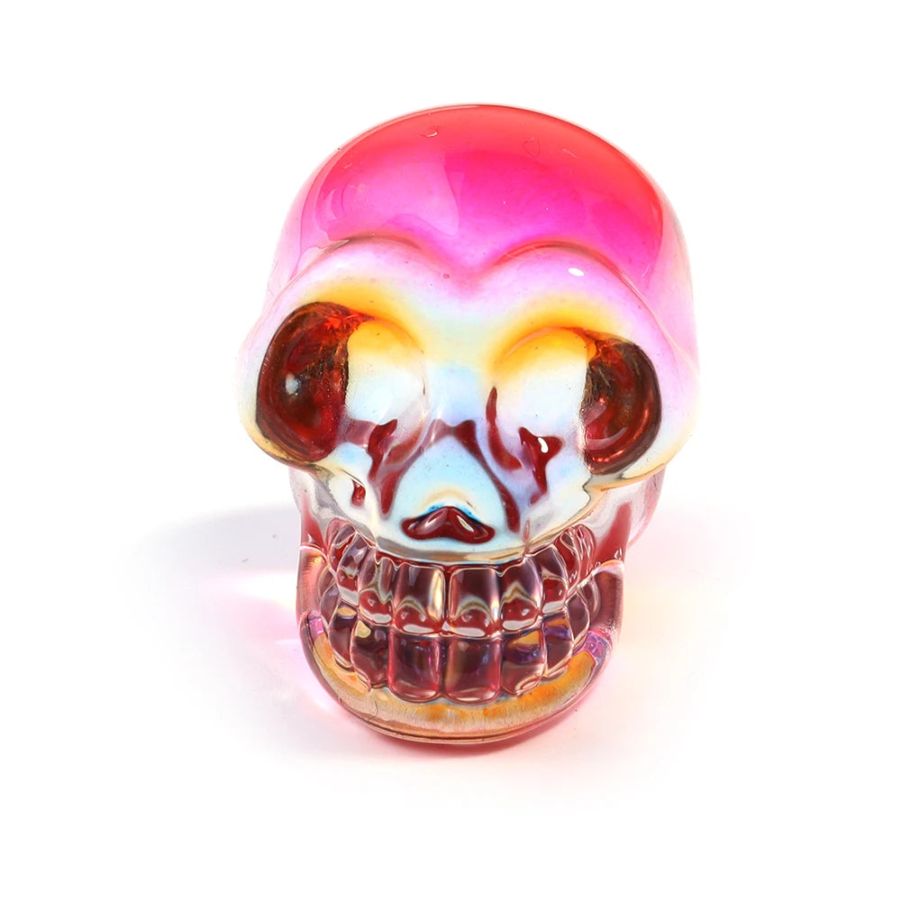 Mini statues de tête de mort en cristal de 2,5 cm, figurines de crâne transparentes en verre galvanisé coloré, accessoires de photographie, décoration, 1 pièce - VALDIS™
