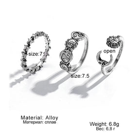 Bague vintage gothique en forme de tête de mort et d'ange pour femme, style hip-hop, couleur argent, papillon, cœur, tendance 2021