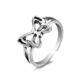 Bague vintage gothique en forme de tête de mort et d'ange pour femme, style hip-hop, couleur argent, papillon, cœur, tendance 2021