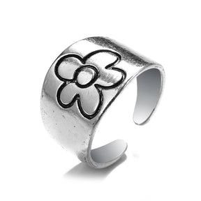 Bague vintage gothique en forme de tête de mort et d'ange pour femme, style hip-hop, couleur argent, papillon, cœur, tendance 2021