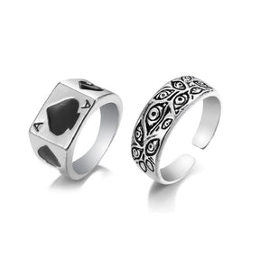 Bague vintage gothique en forme de tête de mort et d'ange pour femme, style hip-hop, couleur argent, papillon, cœur, tendance 2021
