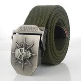 Ceinture militaire en toile pour hommes et femmes,  sangle de ceinture pour hommes, ceinture de luxe avec boucle en métal et tête de mort, ceinture tactique de l'armée pour femmes - VALDIS™