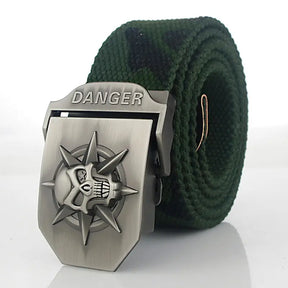 Ceinture militaire en toile pour hommes et femmes,  sangle de ceinture pour hommes, ceinture de luxe avec boucle en métal et tête de mort, ceinture tactique de l'armée pour femmes