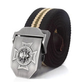 Ceinture militaire en toile pour hommes et femmes, ceinture de luxe avec tête de mort et boucle en métal, ceinture tactique pour jeans, ceinture pour hommes - VALDIS™