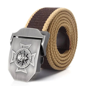 Ceinture militaire en toile pour hommes et femmes, ceinture de luxe avec tête de mort et boucle en métal, ceinture tactique pour jeans, ceinture pour hommes