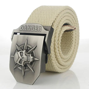 Ceinture militaire en toile pour hommes et femmes,  sangle de ceinture pour hommes, ceinture de luxe avec boucle en métal et tête de mort, ceinture tactique de l'armée pour femmes