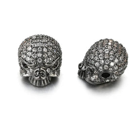 Lot de 3 breloques Perles tête de mort en zircone cubique 13 x 11 mm, accessoires pour la fabrication de bracelets et de colliers, pour le Jour des morts mexicain