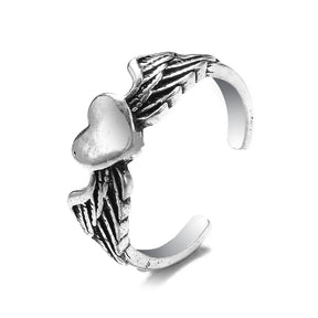 Bague vintage gothique en forme de tête de mort et d'ange pour femme, style hip-hop, couleur argent, papillon, cœur, tendance 2021