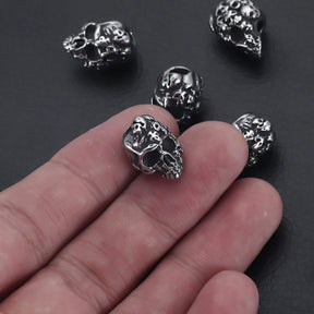 Perle d'espacement en acier inoxydable poli en forme de tête de mort, trou de 3,5 mm, breloques en métal, accessoires de fabrication de bijoux pour bracelets et accessoires