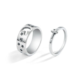Bague vintage gothique en forme de tête de mort et d'ange pour femme, style hip-hop, couleur argent, papillon, cœur, tendance 2021